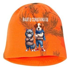 Cat & Dog Silly Staring Rage Is Consuming Us Kati - Camo Knit Beanie