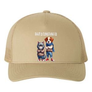 Cat & Dog Silly Staring Rage Is Consuming Us Yupoong Adult 5-Panel Trucker Hat