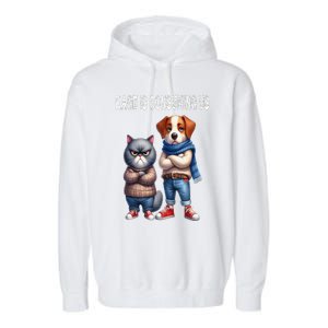 Cat & Dog Silly Staring Rage Is Consuming Us Garment-Dyed Fleece Hoodie