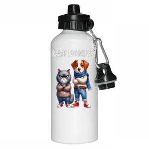 Cat & Dog Silly Staring Rage Is Consuming Us Aluminum Water Bottle