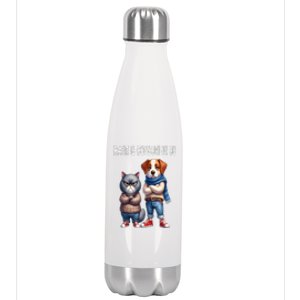 Cat & Dog Silly Staring Rage Is Consuming Us Stainless Steel Insulated Water Bottle