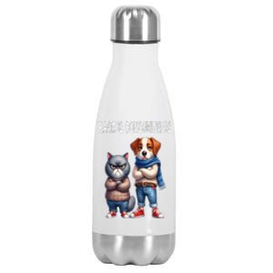 Cat & Dog Silly Staring Rage Is Consuming Us Stainless Steel Insulated Water Bottle