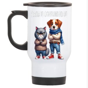 Cat & Dog Silly Staring Rage Is Consuming Us Stainless Steel Travel Mug