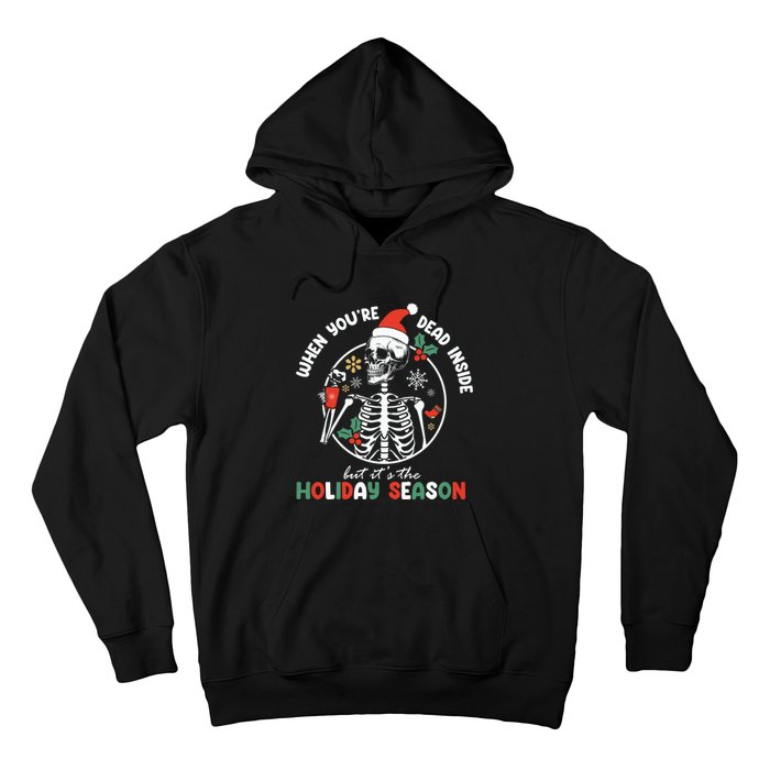 Coffee Drinking Skeleton Christmas Skull Santa Hat Xmas Hoodie