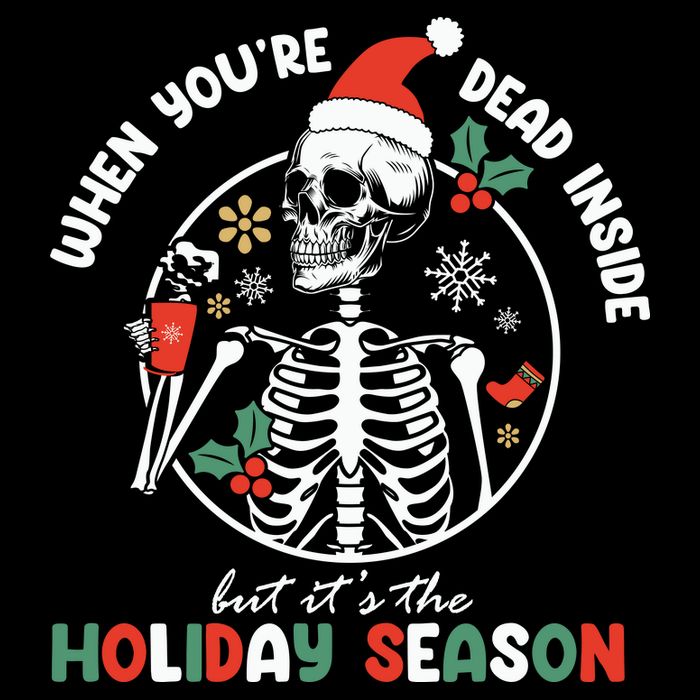 Coffee Drinking Skeleton Christmas Skull Santa Hat Xmas Backpack