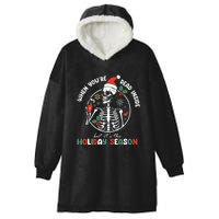 Coffee Drinking Skeleton Christmas Skull Santa Hat Xmas Hooded Wearable Blanket