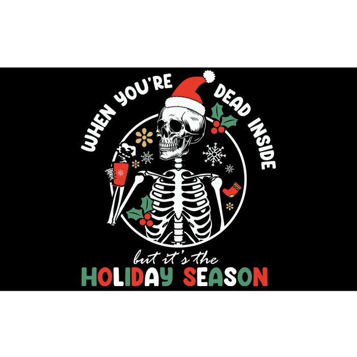 Coffee Drinking Skeleton Christmas Skull Santa Hat Xmas Bumper Sticker