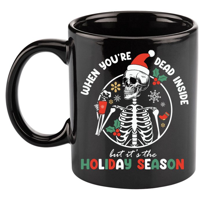 Coffee Drinking Skeleton Christmas Skull Santa Hat Xmas 11oz C Handle Ceramic Mug