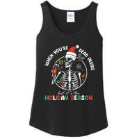 Coffee Drinking Skeleton Christmas Skull Santa Hat Xmas Ladies Essential Tank