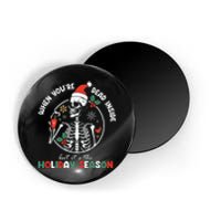 Coffee Drinking Skeleton Christmas Skull Santa Hat Xmas Magnet