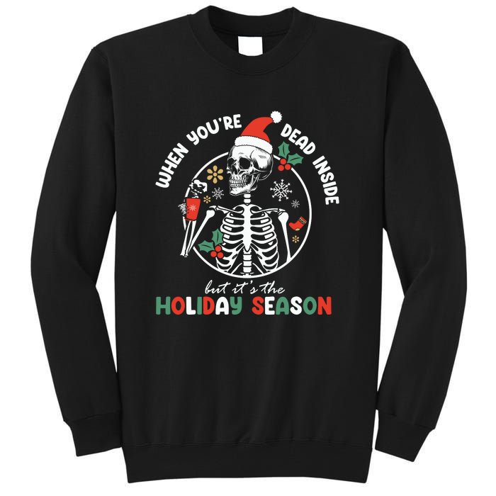 Coffee Drinking Skeleton Christmas Skull Santa Hat Xmas Tall Sweatshirt