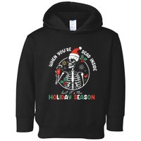 Coffee Drinking Skeleton Christmas Skull Santa Hat Xmas Toddler Hoodie