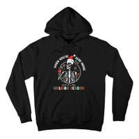 Coffee Drinking Skeleton Christmas Skull Santa Hat Xmas Tall Hoodie