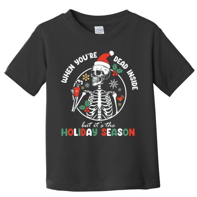 Coffee Drinking Skeleton Christmas Skull Santa Hat Xmas Toddler T-Shirt