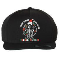 Coffee Drinking Skeleton Christmas Skull Santa Hat Xmas Wool Snapback Cap