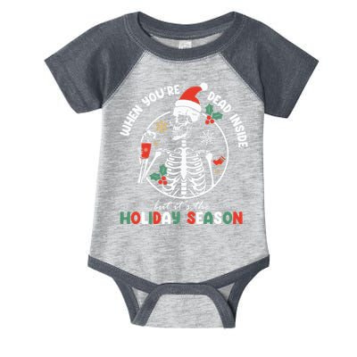 Coffee Drinking Skeleton Christmas Skull Santa Hat Xmas Infant Baby Jersey Bodysuit