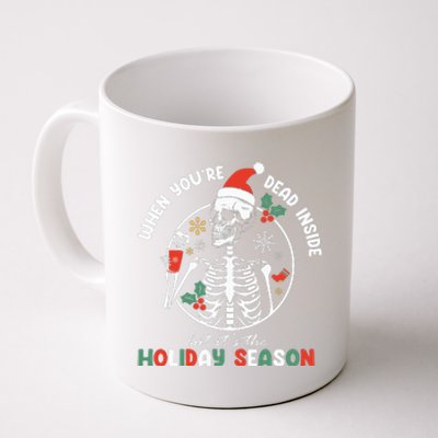 Coffee Drinking Skeleton Christmas Skull Santa Hat Xmas Coffee Mug