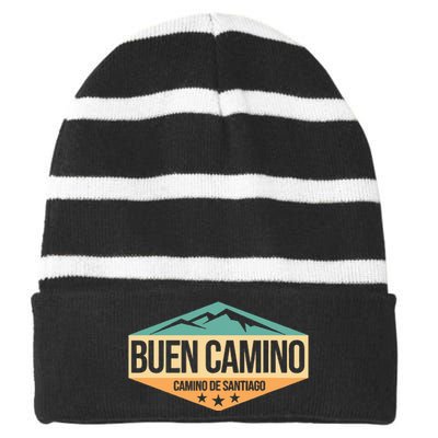 Camino de Santiago Way of St. James Striped Beanie with Solid Band