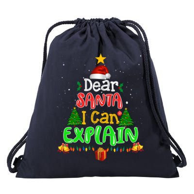 Christmas Dear Santa I Can Explain Funny Santa Claus Joke Meaningful Gift Drawstring Bag