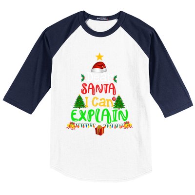 Christmas Dear Santa I Can Explain Funny Santa Claus Joke Meaningful Gift Baseball Sleeve Shirt