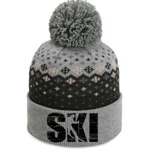 Cool Distressed Skiing Gift For Skiers The Baniff Cuffed Pom Beanie