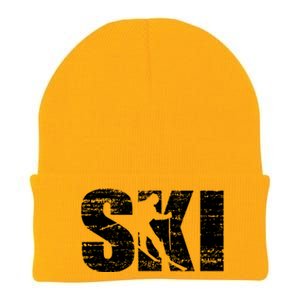 Cool Distressed Skiing Gift For Skiers Knit Cap Winter Beanie