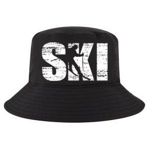 Cool Distressed Skiing Gift For Skiers Cool Comfort Performance Bucket Hat