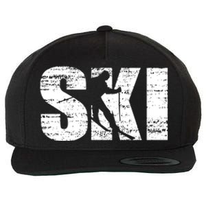 Cool Distressed Skiing Gift For Skiers Wool Snapback Cap