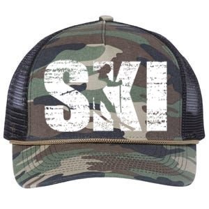 Cool Distressed Skiing Gift For Skiers Retro Rope Trucker Hat Cap