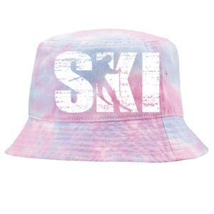 Cool Distressed Skiing Gift For Skiers Tie-Dyed Bucket Hat