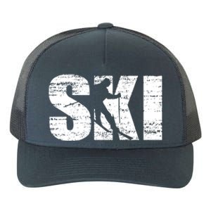 Cool Distressed Skiing Gift For Skiers Yupoong Adult 5-Panel Trucker Hat