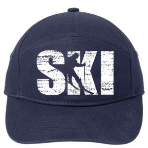 Cool Distressed Skiing Gift For Skiers 7-Panel Snapback Hat