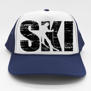 Cool Distressed Skiing Gift For Skiers Trucker Hat