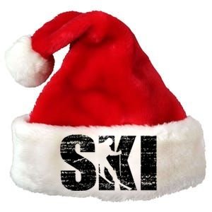 Cool Distressed Skiing Gift For Skiers Premium Christmas Santa Hat