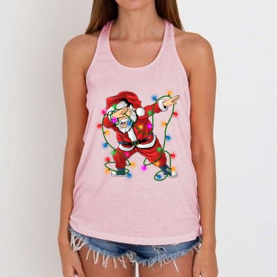 Christmas Dabbing Santa Gift Women's Knotted Racerback Tank