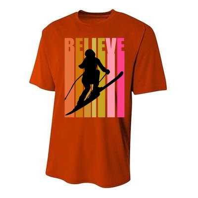 Cool Downhill Ski Skiing Skier Retro Sporting Sports Gift Performance Sprint T-Shirt