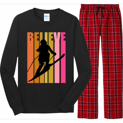 Cool Downhill Ski Skiing Skier Retro Sporting Sports Gift Long Sleeve Pajama Set