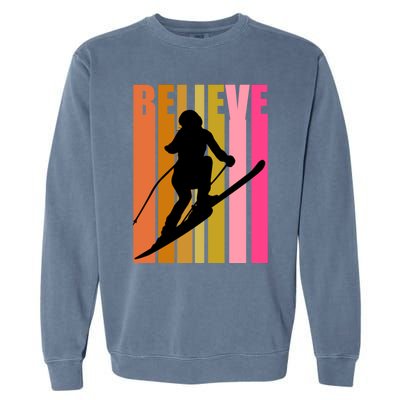 Cool Downhill Ski Skiing Skier Retro Sporting Sports Gift Garment-Dyed Sweatshirt