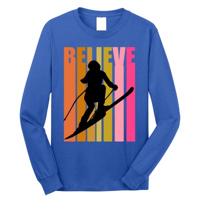 Cool Downhill Ski Skiing Skier Retro Sporting Sports Gift Long Sleeve Shirt