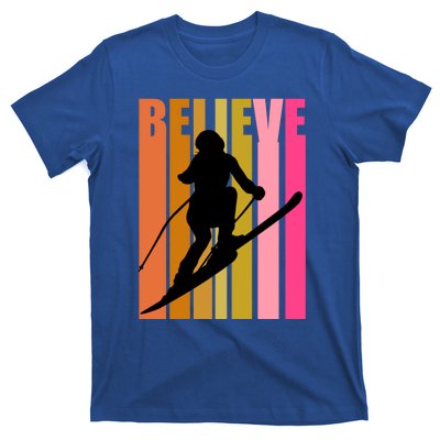 Cool Downhill Ski Skiing Skier Retro Sporting Sports Gift T-Shirt