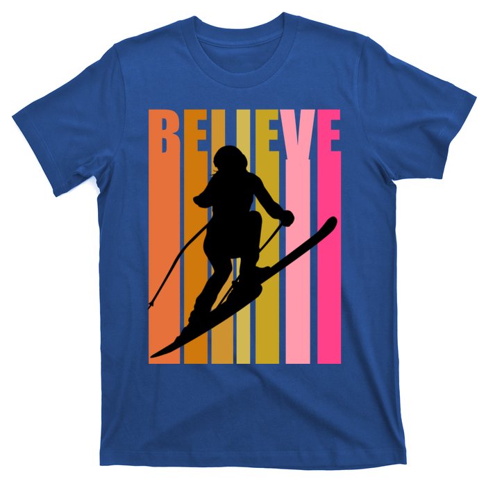 Cool Downhill Ski Skiing Skier Retro Sporting Sports Gift T-Shirt