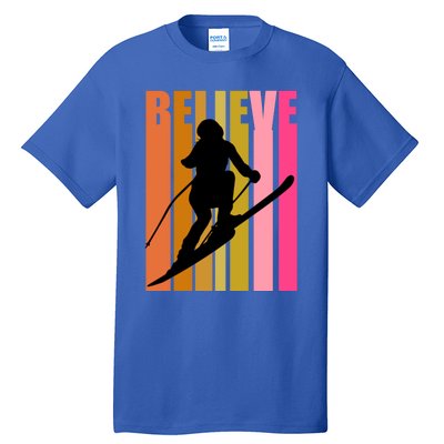 Cool Downhill Ski Skiing Skier Retro Sporting Sports Gift Tall T-Shirt