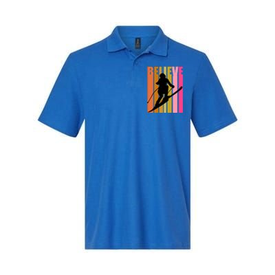 Cool Downhill Ski Skiing Skier Retro Sporting Sports Gift Softstyle Adult Sport Polo