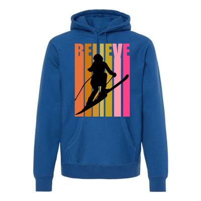 Cool Downhill Ski Skiing Skier Retro Sporting Sports Gift Premium Hoodie