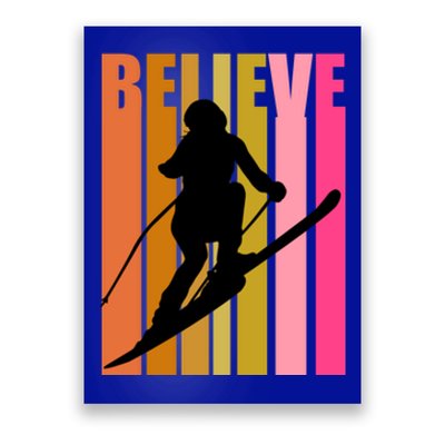 Cool Downhill Ski Skiing Skier Retro Sporting Sports Gift Poster