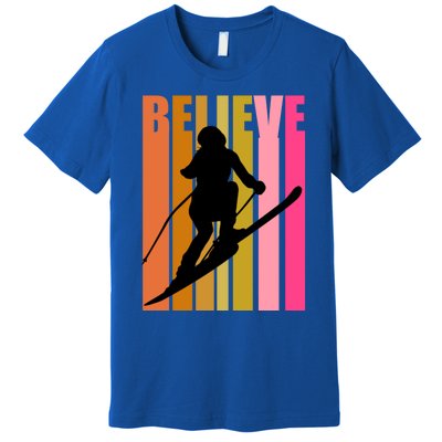 Cool Downhill Ski Skiing Skier Retro Sporting Sports Gift Premium T-Shirt