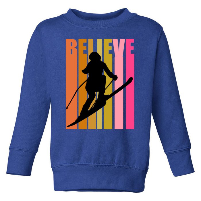 Cool Downhill Ski Skiing Skier Retro Sporting Sports Gift Toddler Sweatshirt