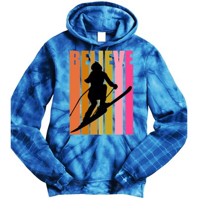 Cool Downhill Ski Skiing Skier Retro Sporting Sports Gift Tie Dye Hoodie