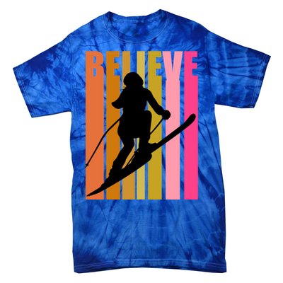 Cool Downhill Ski Skiing Skier Retro Sporting Sports Gift Tie-Dye T-Shirt