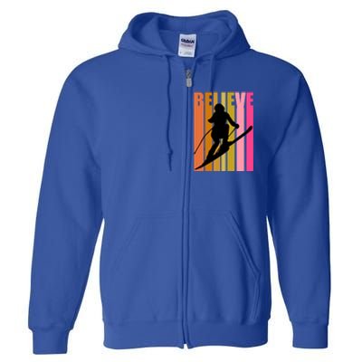 Cool Downhill Ski Skiing Skier Retro Sporting Sports Gift Full Zip Hoodie